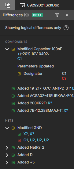 Fig. 2 - "Save to Server" dialog box - "Compare" function